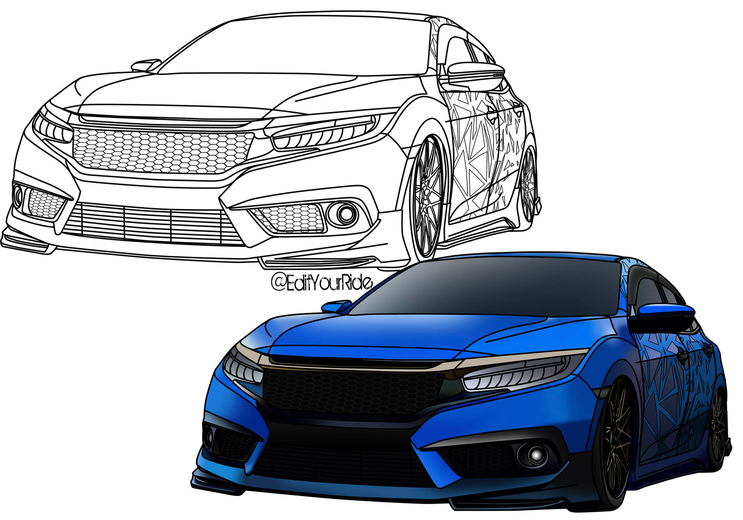 Automotive Drawing (Outline, Color, and Background)